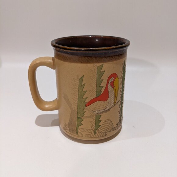 Vintage Northcraft Exotic Birds Parrots Coffee Tea Mug - RARE As Is - Picture 3 of 7